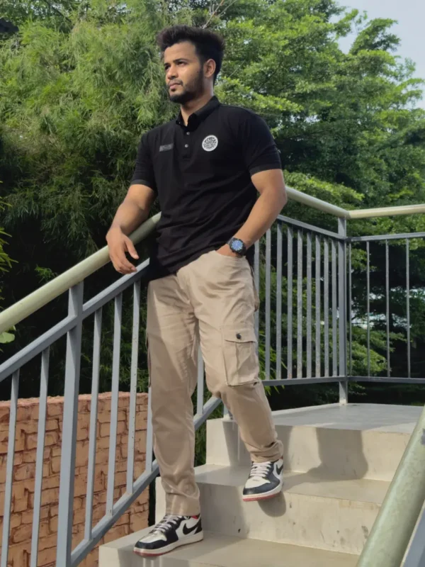 12 (1) Beige Cargo Joggers pant