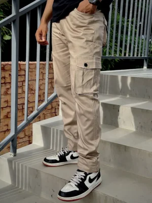 4 (2) Beige Cargo Joggers pant