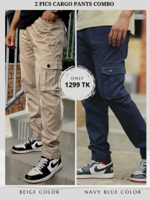6 (14) Navy Blue and Beige pants Combo