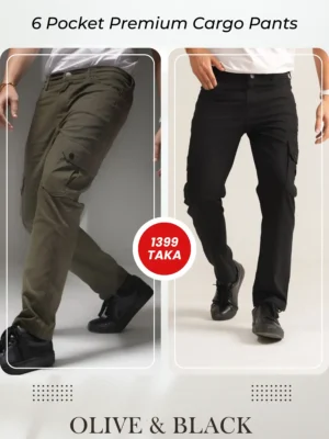 6 (15) Cargo pants combo (Olive & Black)
