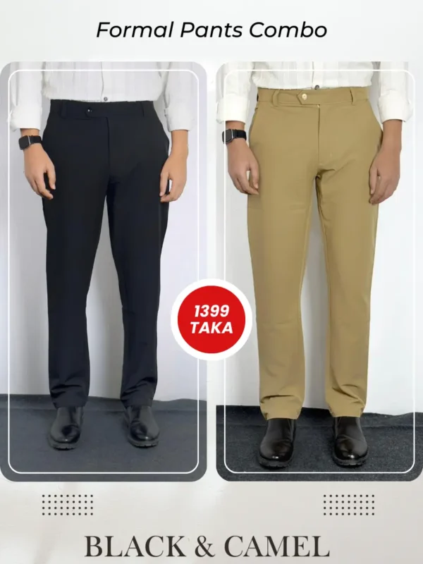 4 (19) Black and Camel Formal Pants Combo