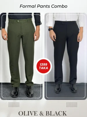 5 (19) Black and Olive Formal Pants Combo