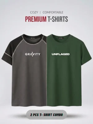 1 (40) T-shirt Combo (Ash, Green)