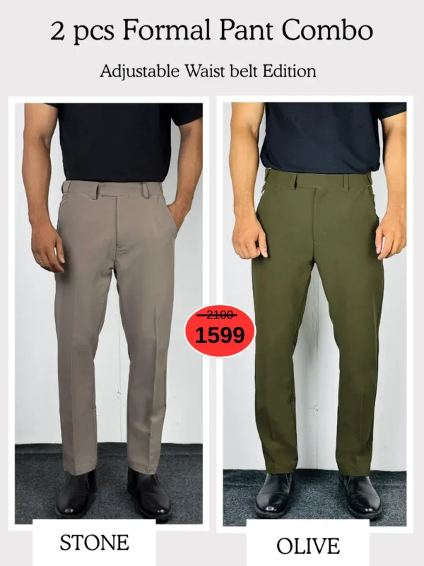 1 (47) Adjustable Formal Pants (Stone & Olive)