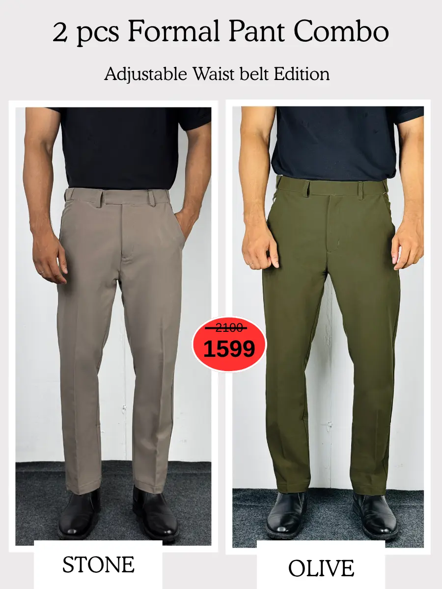 Adjustable Formal Pants (Stone & Olive)