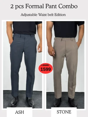 10 (11) Adjustable Formal Pants (Stone & Ash)