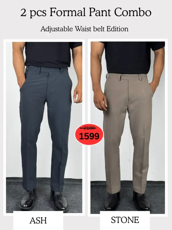 10 (11) Adjustable Formal Pants (Stone & Ash)
