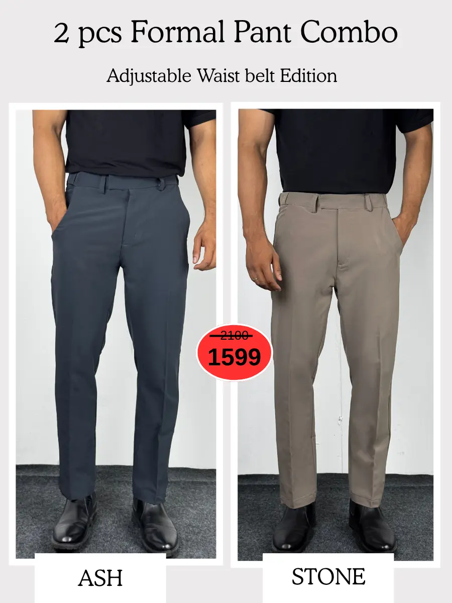 10 (11) Adjustable Formal Pants (Stone & Ash)