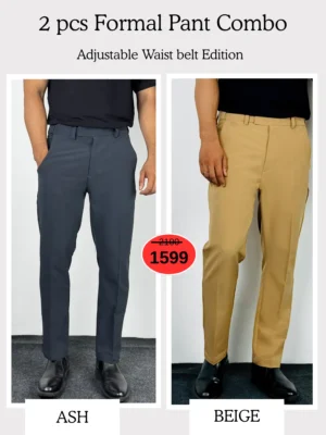 11 (10) Adjustable Formal Pants (Ash & Beige)