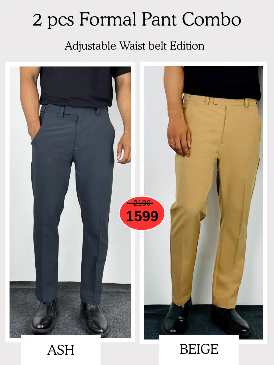 Adjustable Formal Pants (Ash & Beige)
