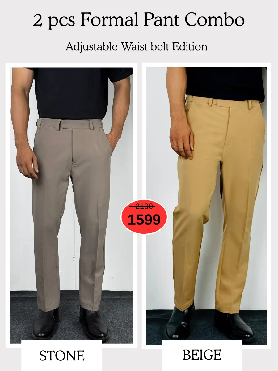 Adjustable Formal Pants (Stone & Beige)