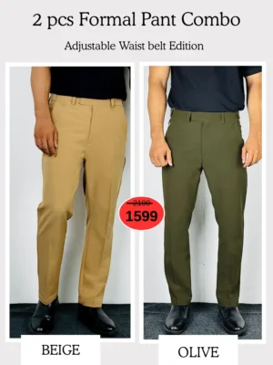 2 (44) Adjustable Formal Pants (Beige & Olive)