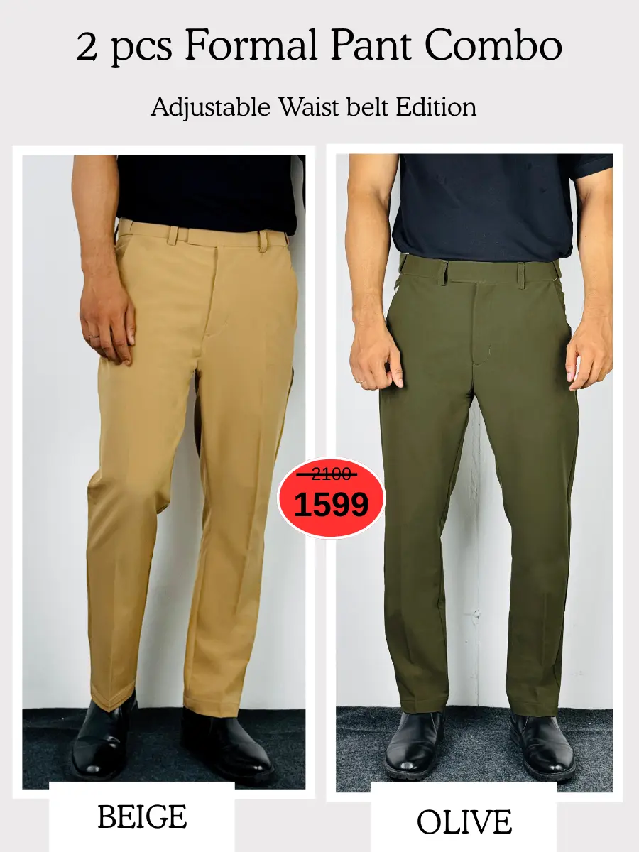 Adjustable Formal Pants (Beige & Olive)