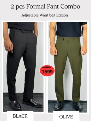 3 (36) Adjustable Formal Pants (Black & Olive)