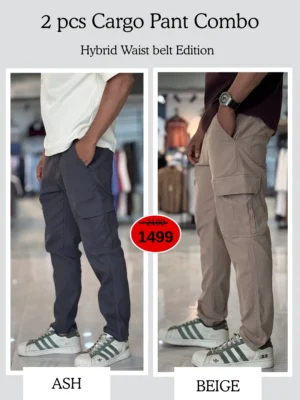 3 (4) Metro Cargo Pants Combo (Beige & Ash)