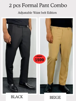 4 (30) Adjustable Formal Pants (Black & Beige)