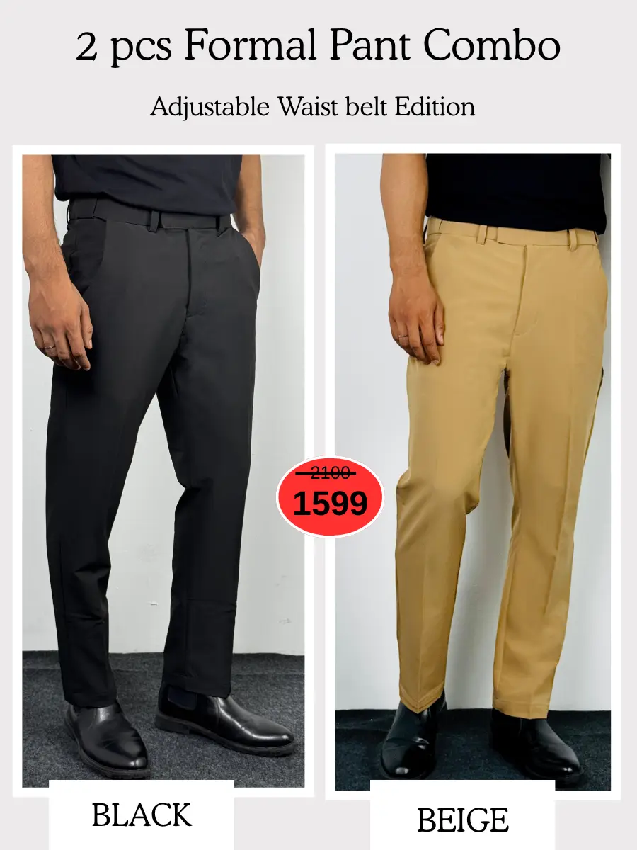 Adjustable Formal Pants (Black & Beige)