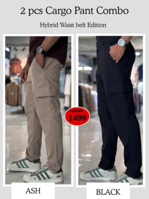 5 (2) Metro Cargo Pants Combo (Black & Beige)