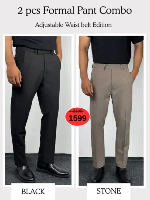5 (29) Adjustable Formal Pants (Black & Stone)
