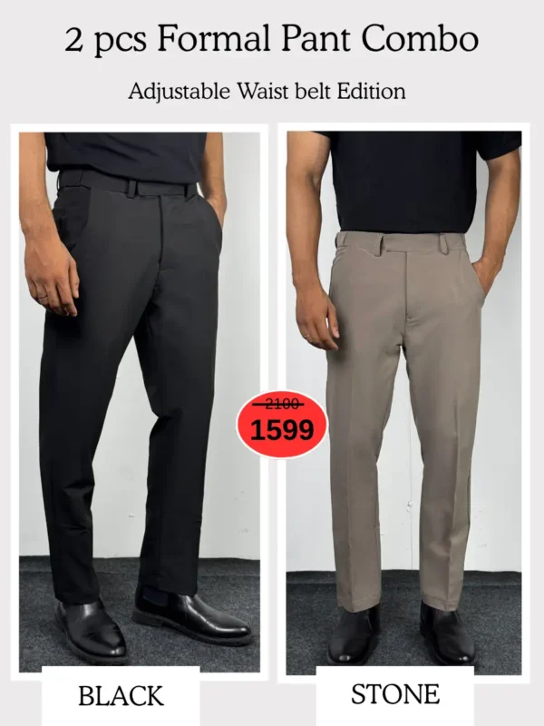5 (29) Adjustable Formal Pants (Black & Stone)