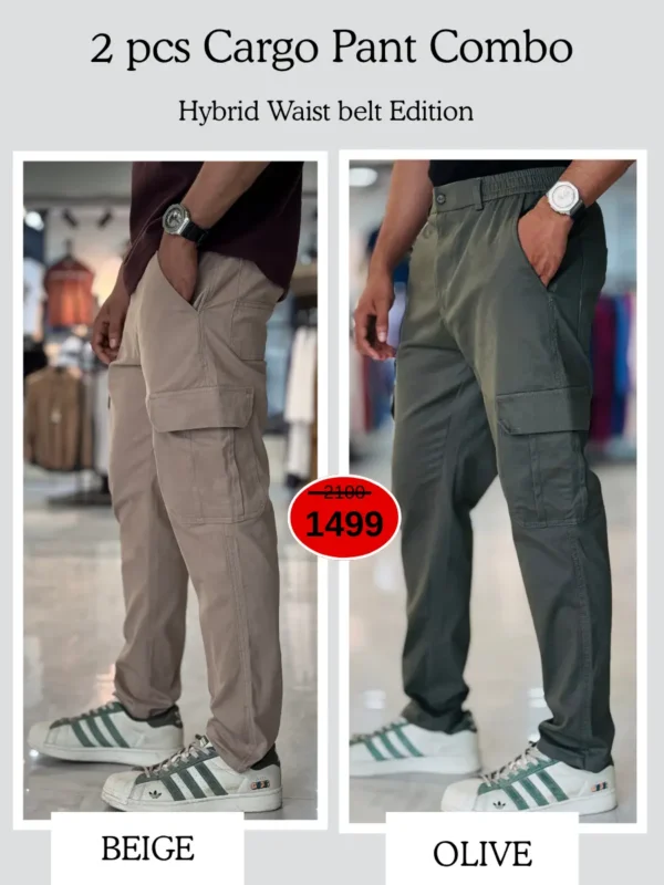6 (2) Metro Cargo Pants Combo (Olive & Beige)