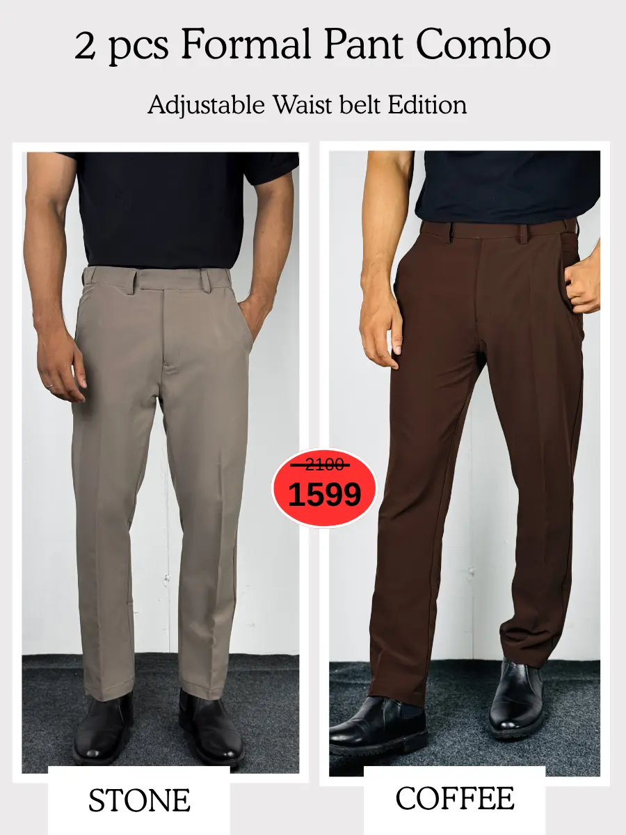 Adjustable Formal Pants (Stone & Coffee)