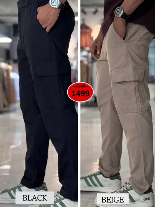 Beige Neutral Simple This Or That Your Story Metro Cargo Pants Combo (Black & Beige)