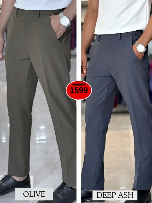 Adjustable Formal Pants (Ash & Olive)