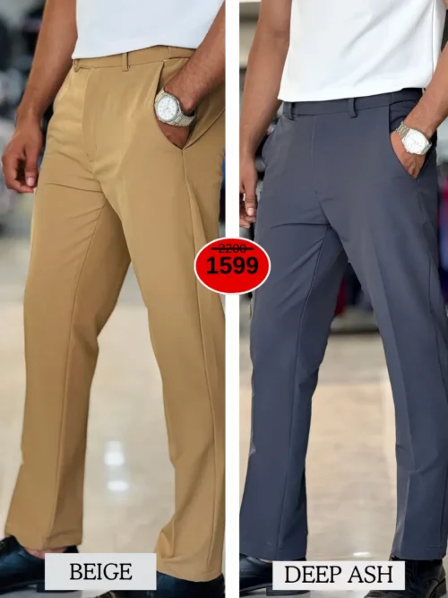 Adjustable Formal Pants (Ash & Beige)
