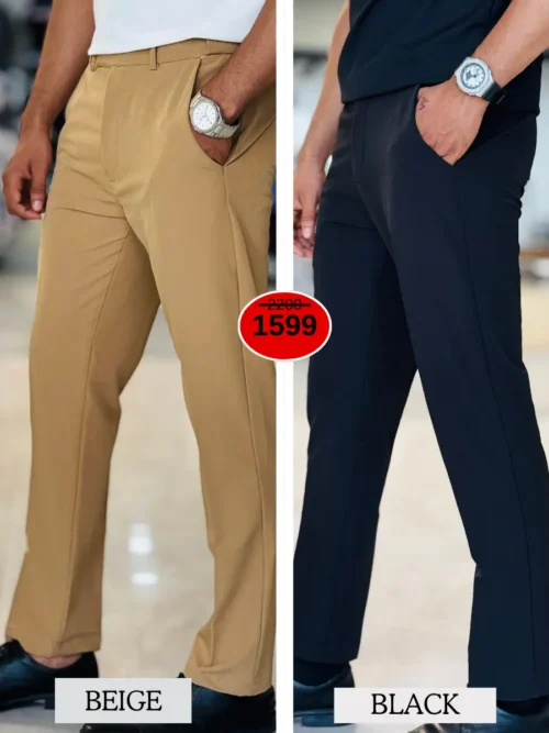 Adjustable Formal Pants (Black & Beige)