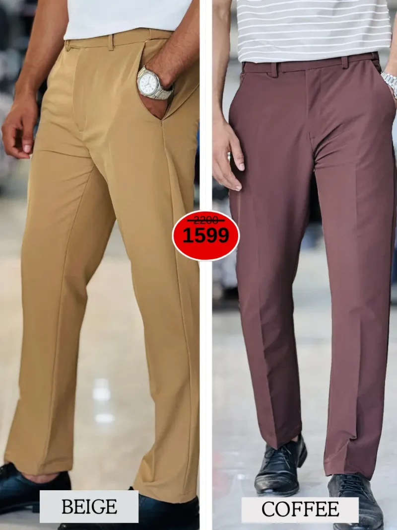 Adjustable Formal Pants (Coffee & Beige)