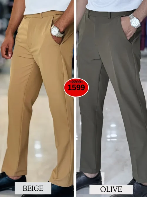 Adjustable Formal Pants (Beige & Olive)